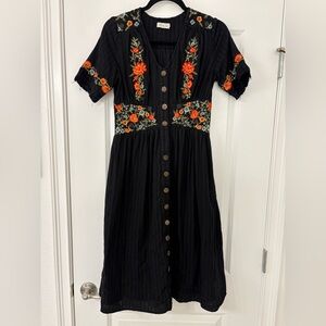 Roolee black cotton midi Dress